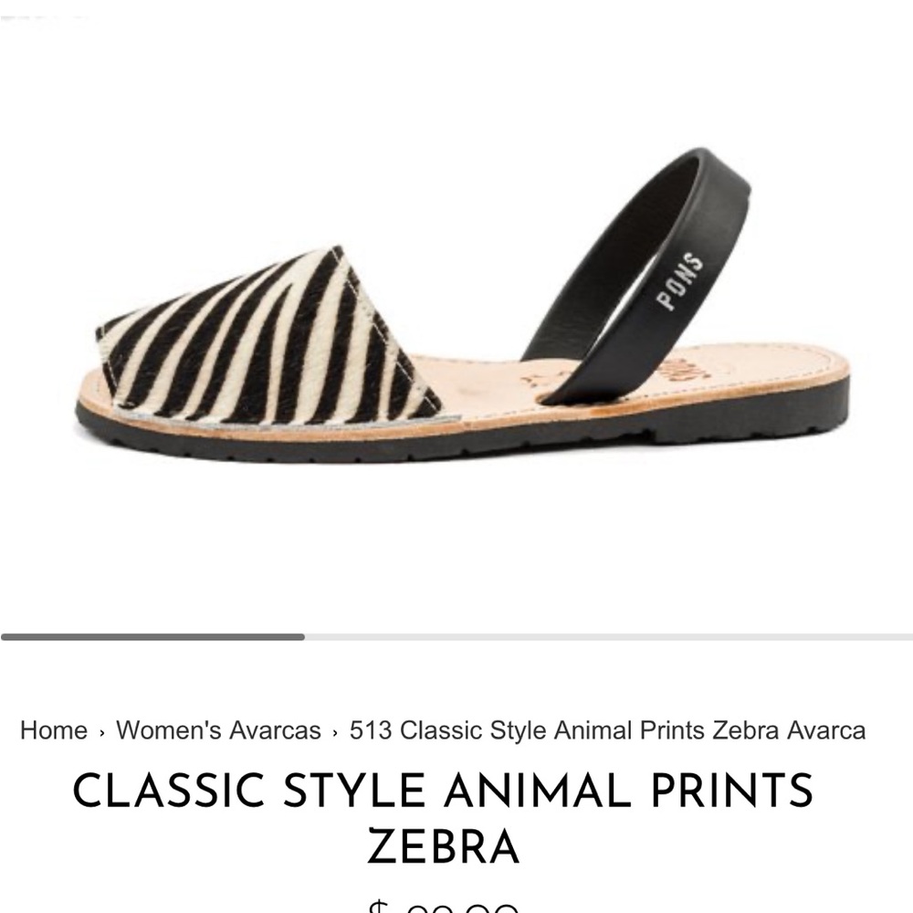 Pons avarca zebra calf hair sling back